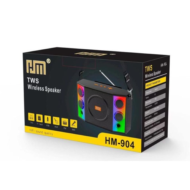 Enceinte rétroéclairée ans Fil HM TWS HM-904 - Son Haute Fidélité et Lumières LED