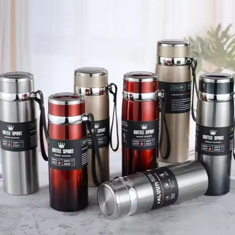 Bouteille isotherme 1L en acier inoxydable, thermos, conserve l'eau froide et chaude, thé, café