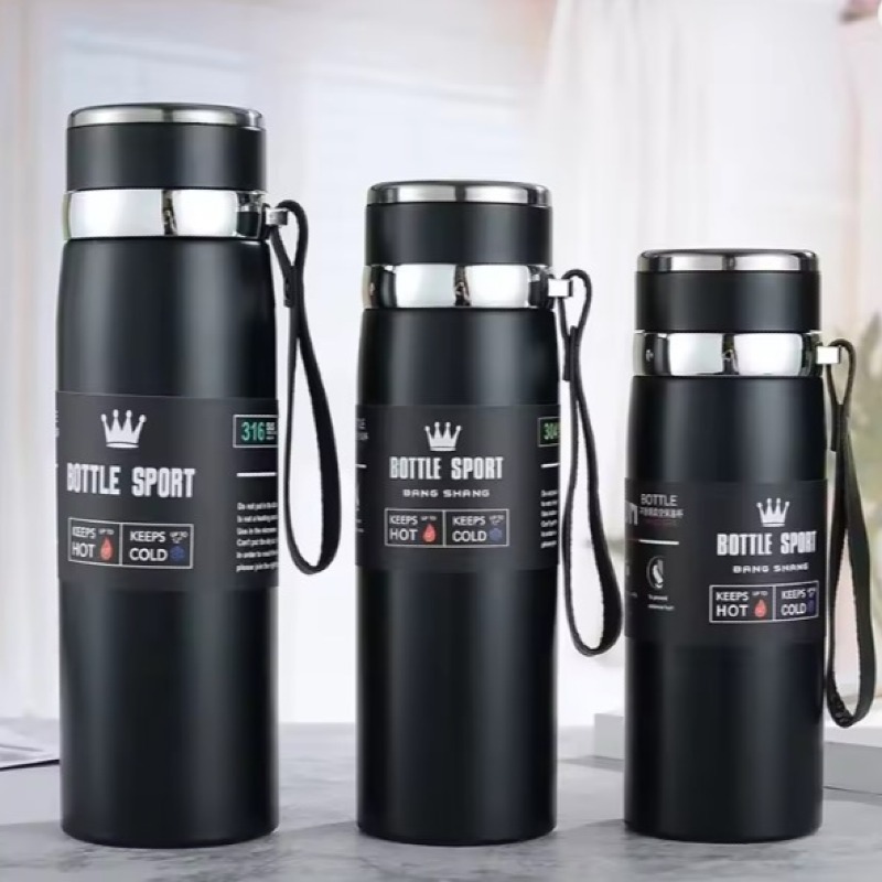 Bouteille isotherme 1L en acier inoxydable, thermos, conserve l'eau froide et chaude, thé, café