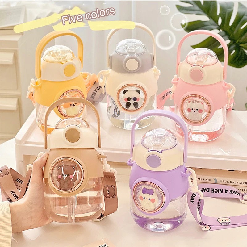 Bouteille avec sangle en paille pour enfants filles sans BPA 820ml Mignon 
