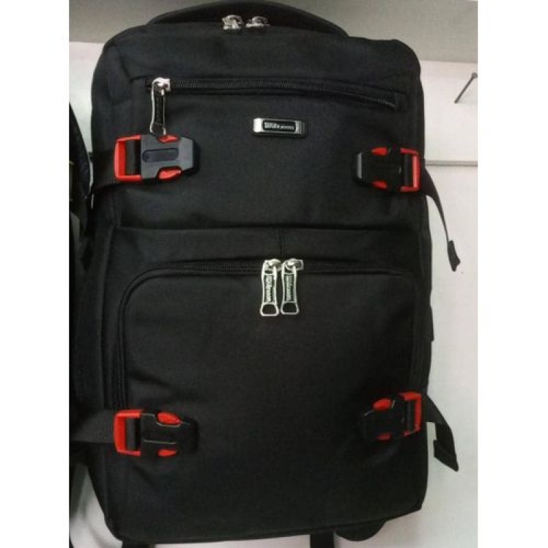 Sac à Dos Urbain Noir Élégant avec Boucles Rouges