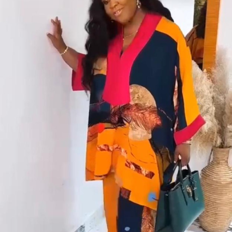 Ensemble deux pièces pour femmes, robes imprimées africaines, tenues de vacances, hauts et pantalons