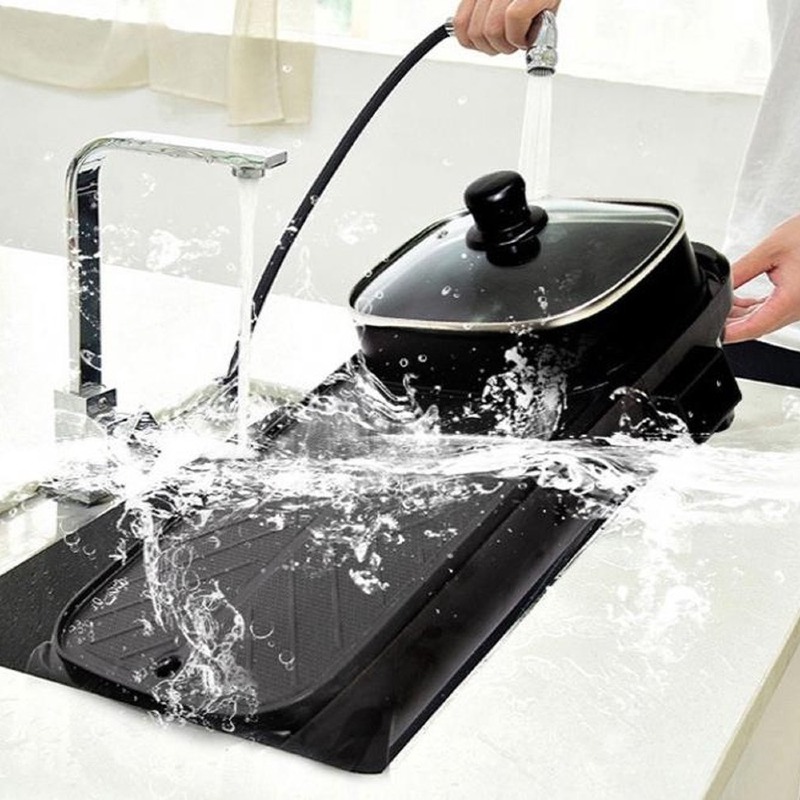 Poêle électrique multifonction SOKANY poêle chaude intérieure avec plaque de cuisson rectangulaire antiadhésive sans fumée