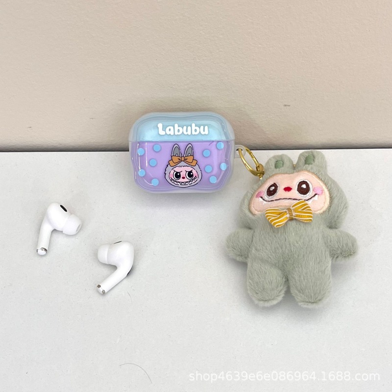Kit Labubu en peluche / écouteurs / housse pour écouteurs