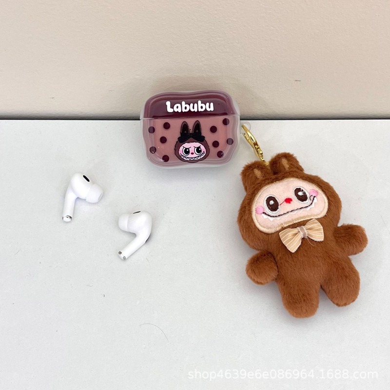Kit Labubu en peluche / écouteurs / housse pour écouteurs
