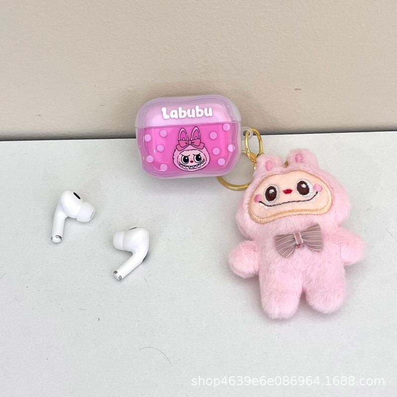 Kit Labubu en peluche / écouteurs / housse pour écouteurs