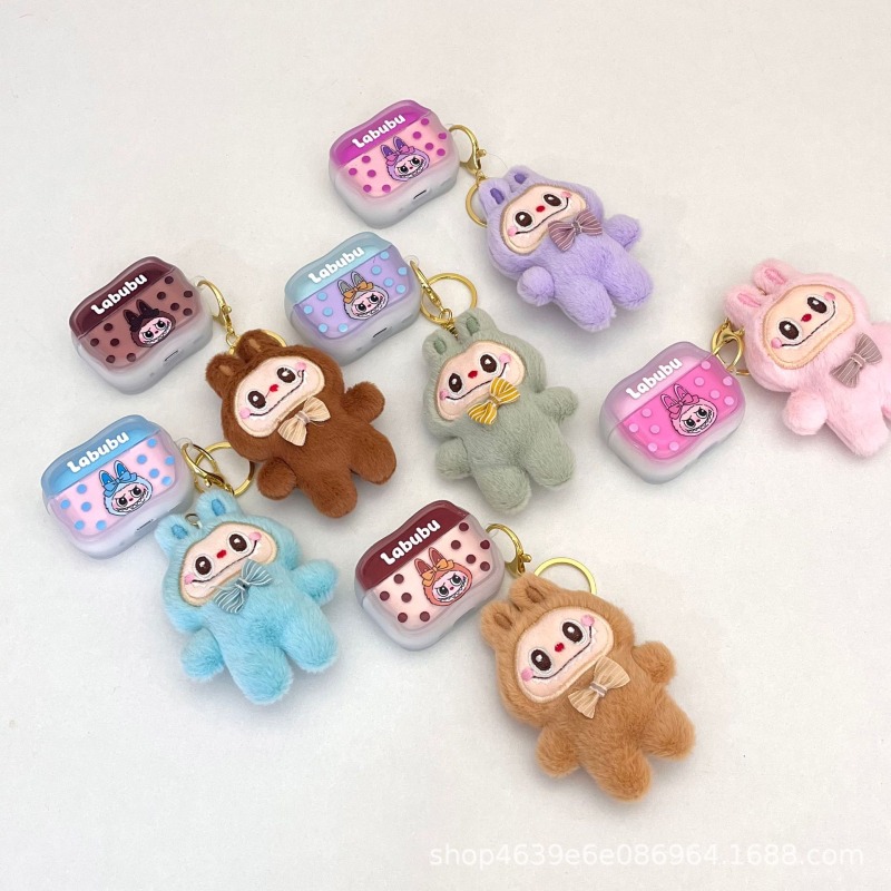 Kit Labubu en peluche / écouteurs / housse pour écouteurs