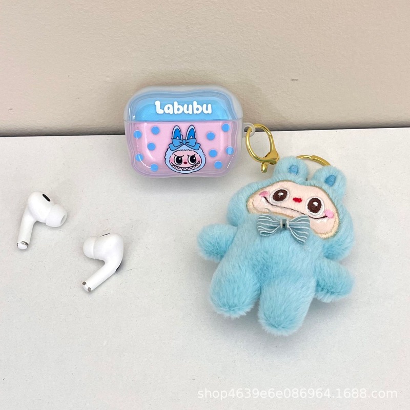 Kit Labubu en peluche / écouteurs / housse pour écouteurs