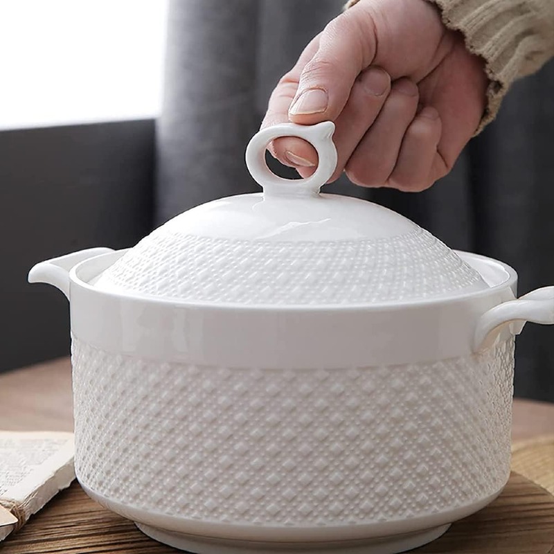 3 Bols À Soupe avec Couvercle en Porcelaine pour Restaurant Maison Cuisine