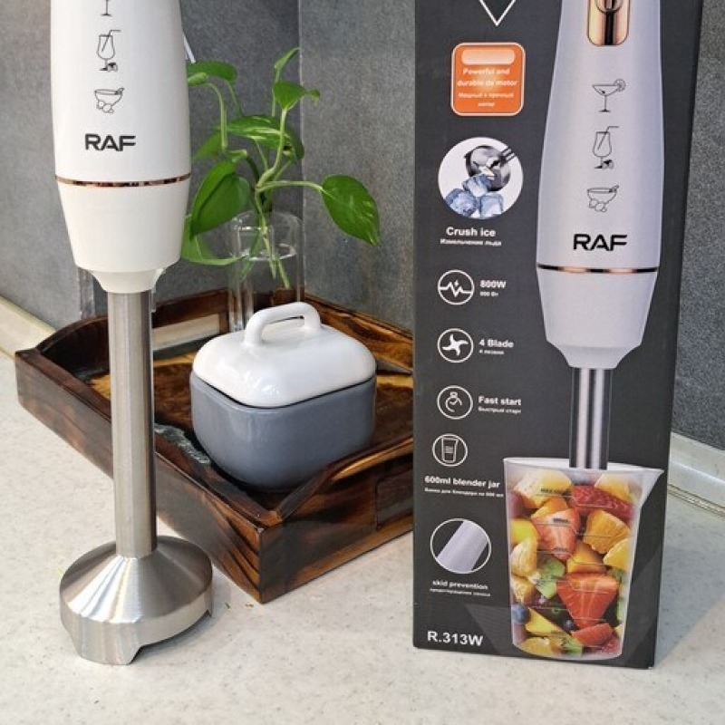 Mixeur plongeant RAF R.313W 800 W avec bol Blanc