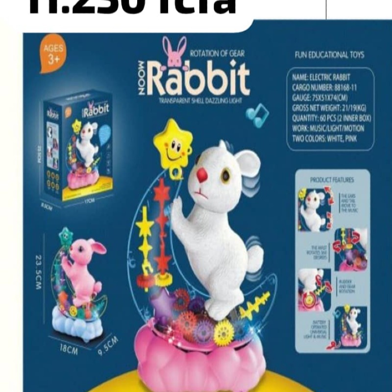 Jouet Lapin Électrique Lumineux – Moon Rabbit Gear Rotation