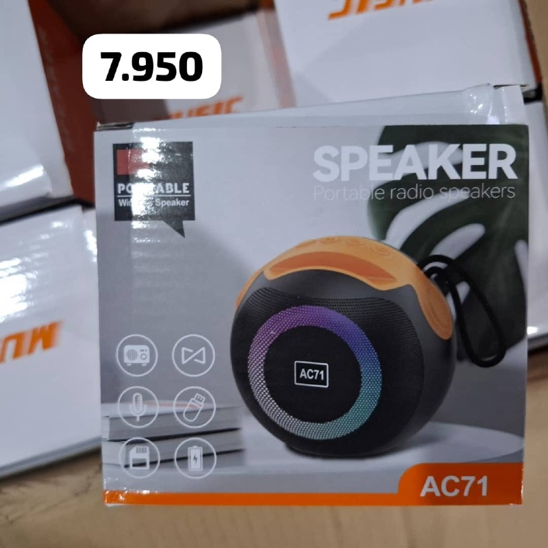 Enceinte Bluetooth Portable AC71 – Haut-Parleur Sans Fil avec Lumières LED et Radio FM