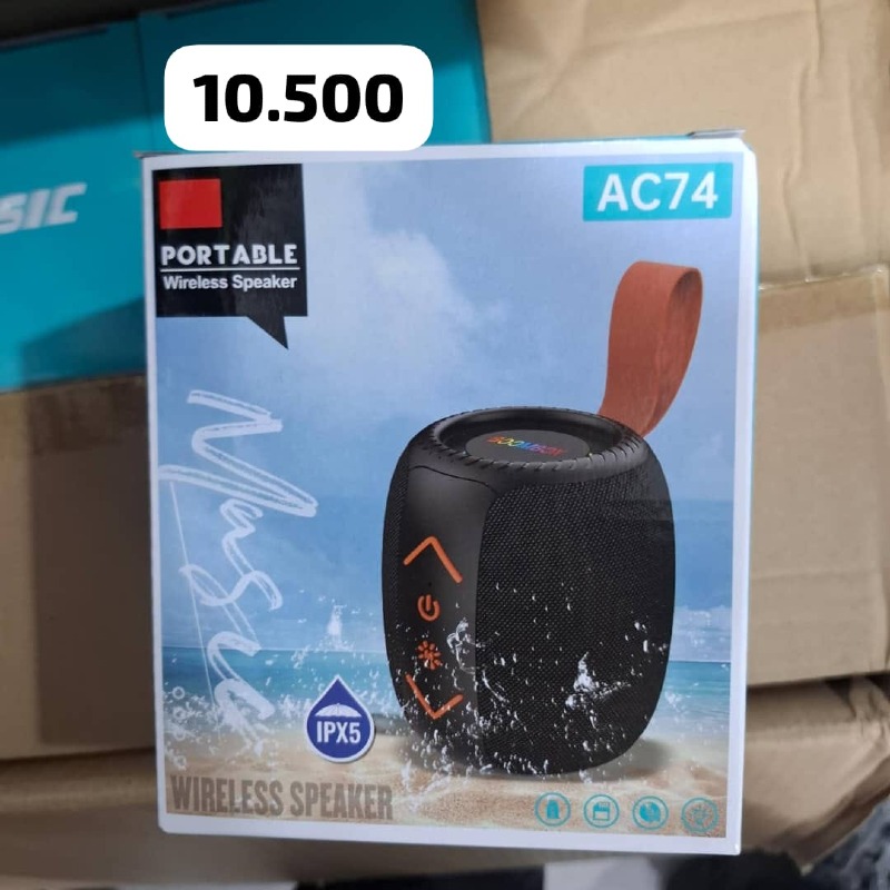 Enceinte Bluetooth AC74 – Étanche IPX5 avec Lumières LED et Poignée Cuir