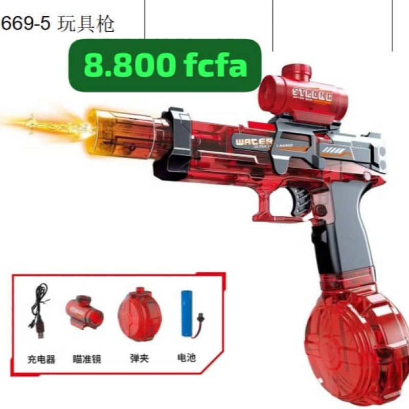 Pistolet jouet électrique avec effets lumineux et viseur – Recharge USB et accessoires inclus