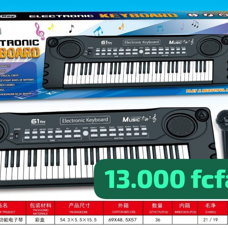 Clavier électronique 61 touches avec micro – Piano éducatif pour enfants et débutants