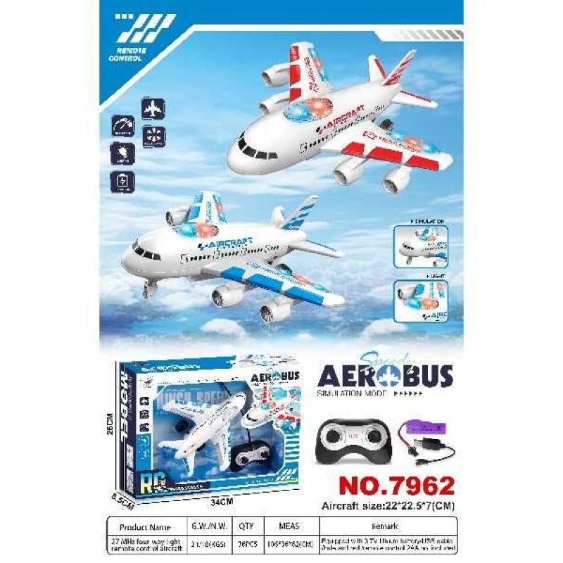 Avion télécommandé Aérobus | Jouet d’avion réaliste avec lumières LED et télécommande sans fil