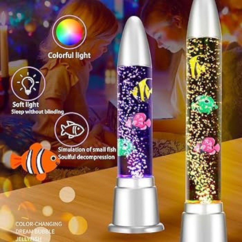 Lampe LED aquarium fusée J88 – Lumière décorative à bulles avec poissons animés