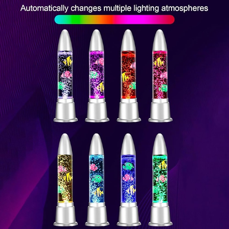 Lampe LED aquarium fusée J88 – Lumière décorative à bulles avec poissons animés